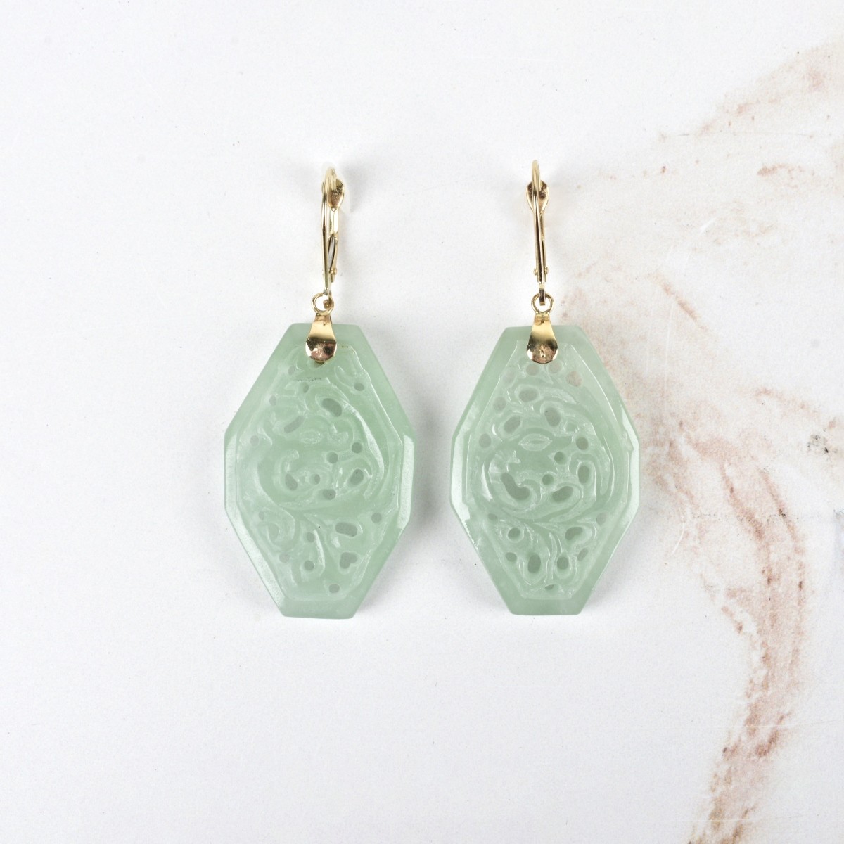 Jade and 14K Earrings
