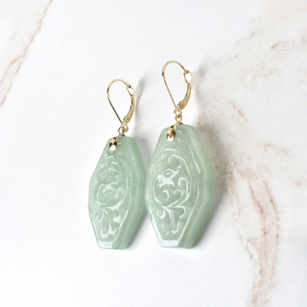 Jade and 14K Earrings