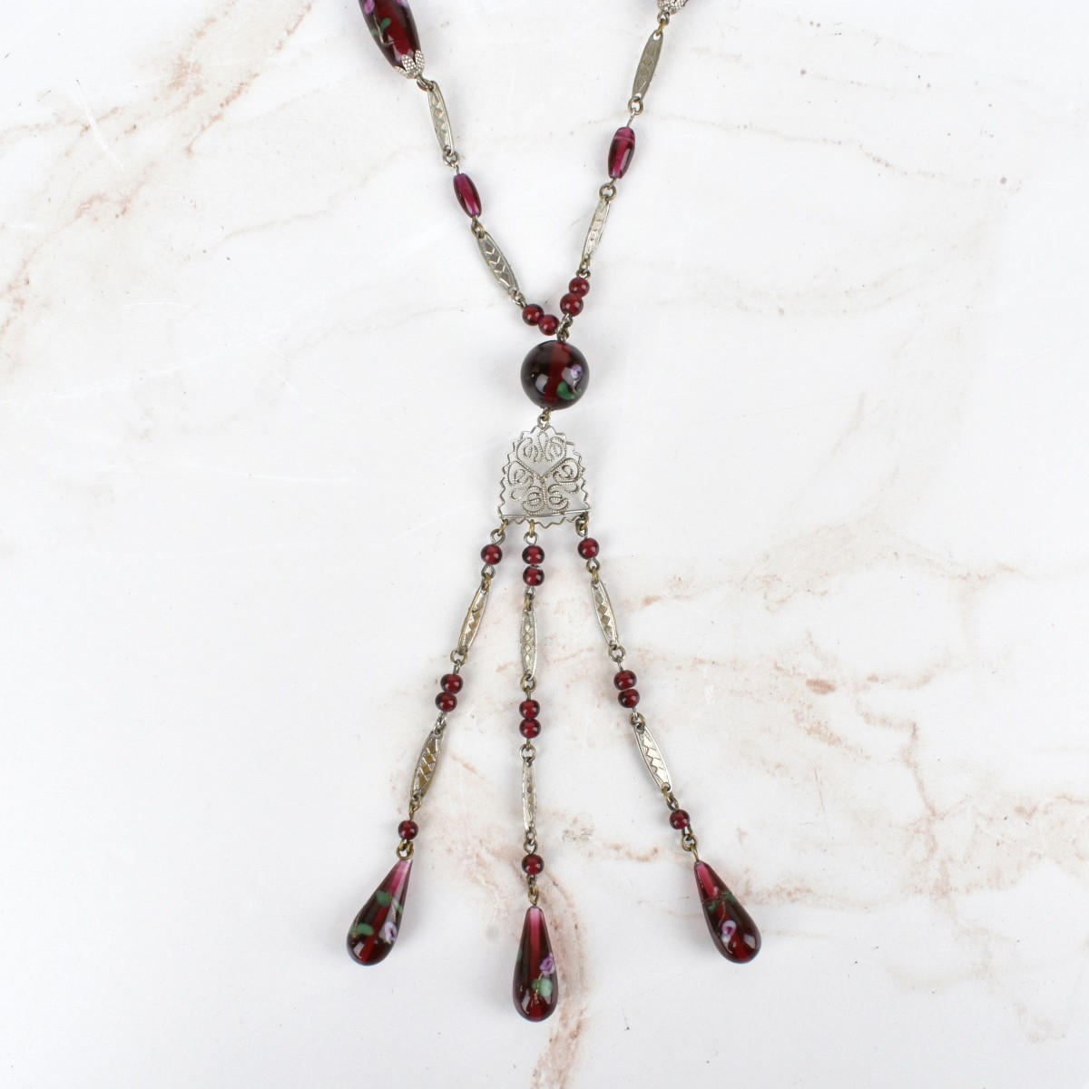 Silver and Glass Bead Necklace