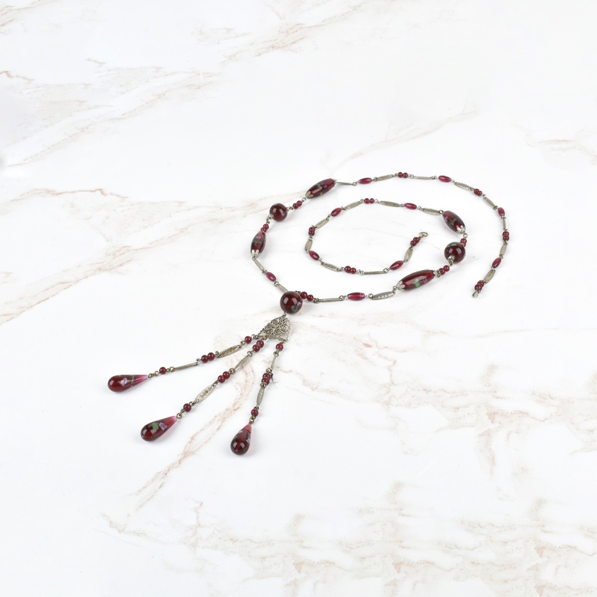 Silver and Glass Bead Necklace