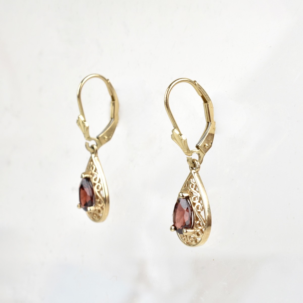 Garnet and 10K Earrings