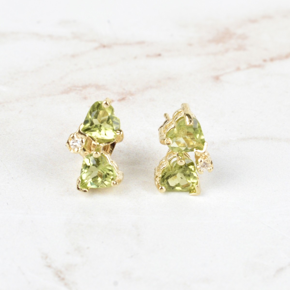 Peridot, Diamond and 14K Ear Studs