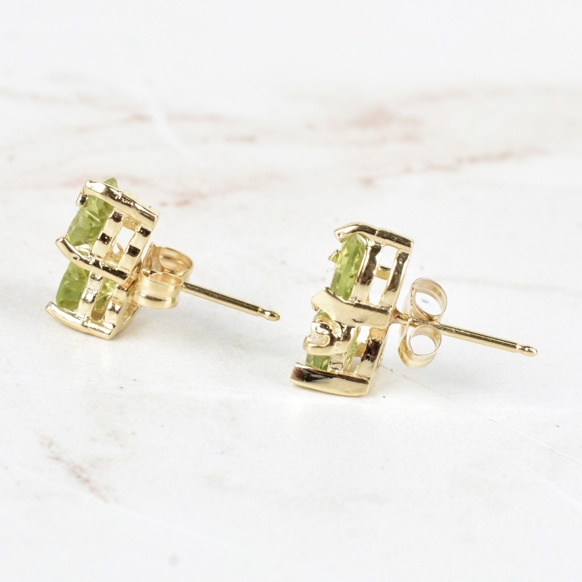 Peridot, Diamond and 14K Ear Studs