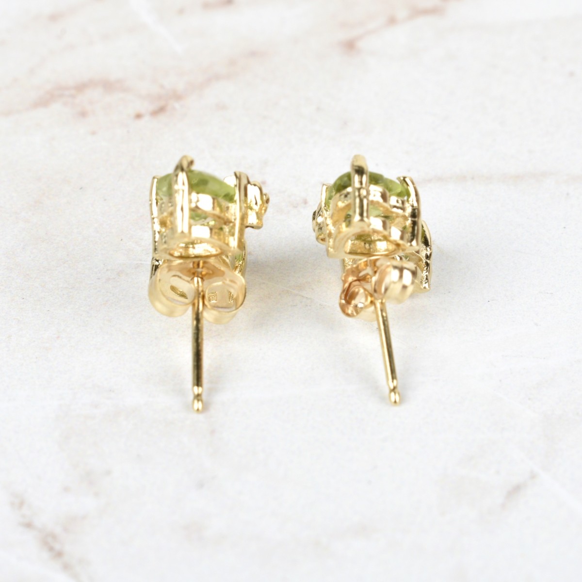 Peridot, Diamond and 14K Ear Studs