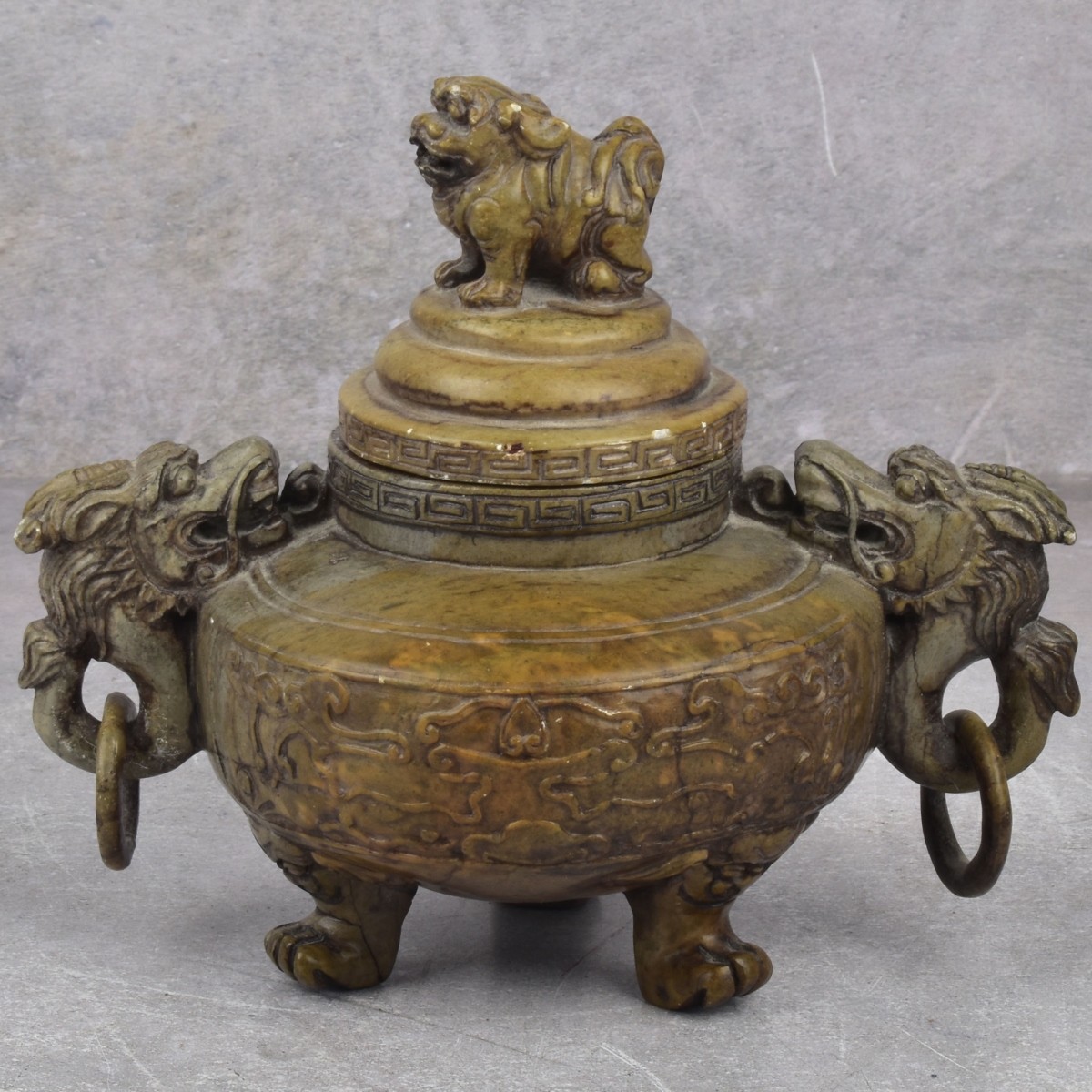 Vintage Carved Chinese Tripod Incense Burner