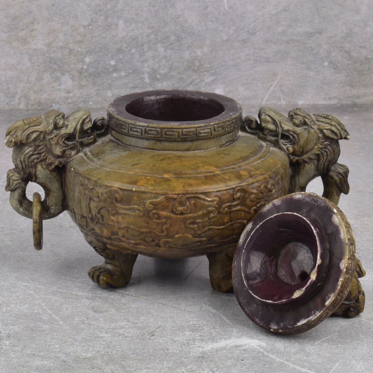 Vintage Carved Chinese Tripod Incense Burner