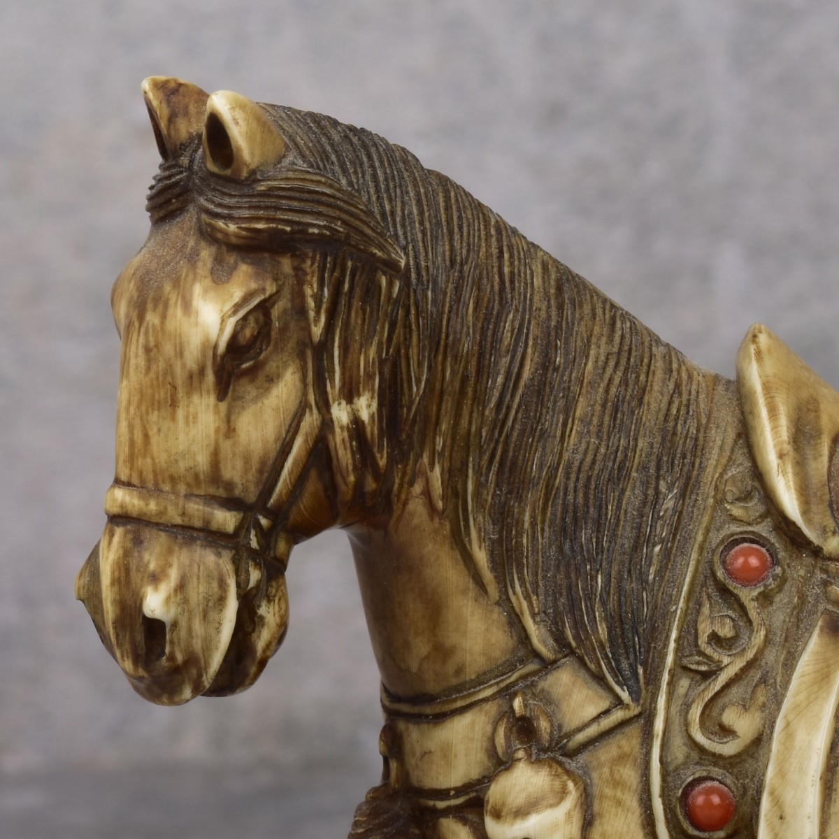 Chinese Tea Stained Carved Tang Horse Figures