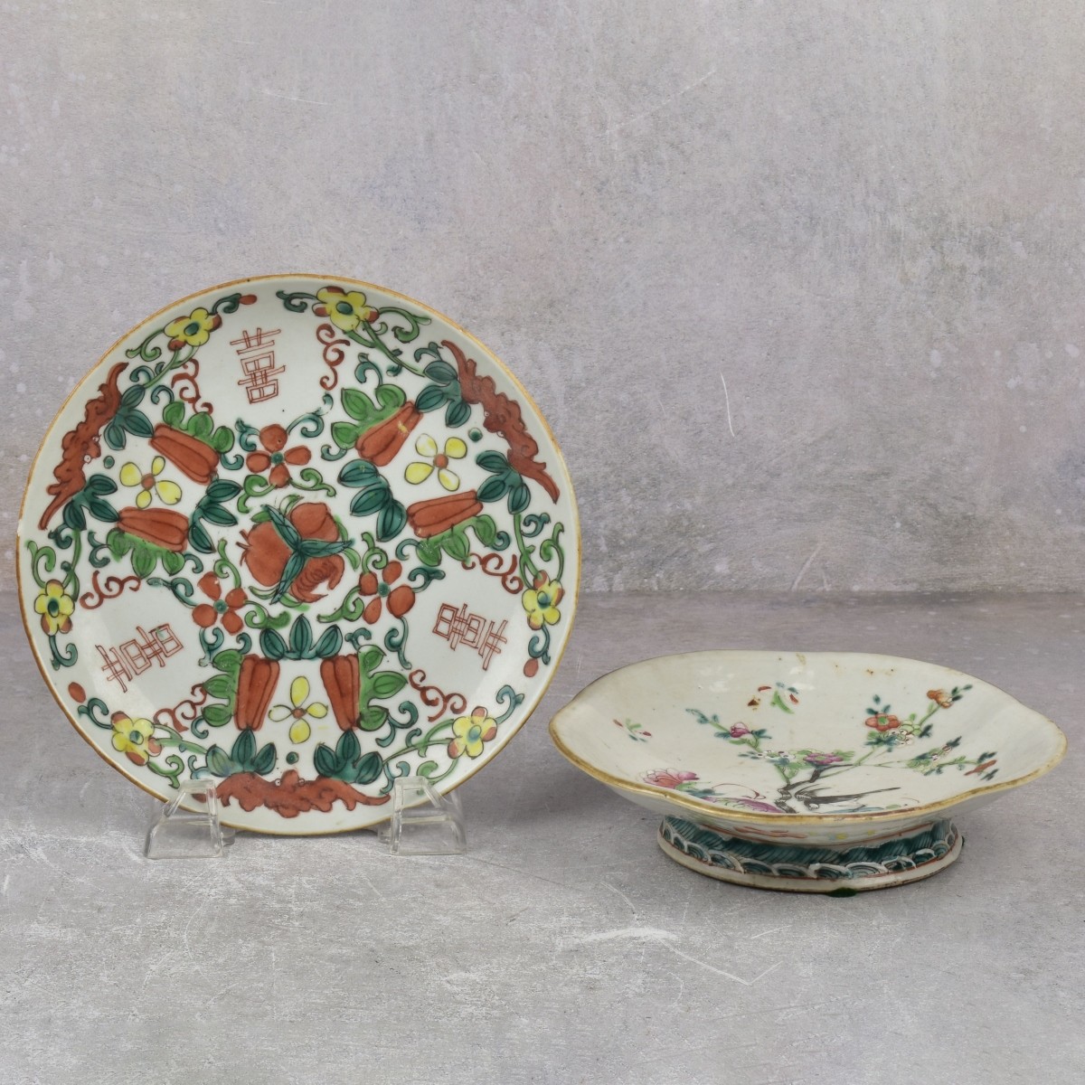 Vintage Chinese Famille Verte Porcelain Dishes