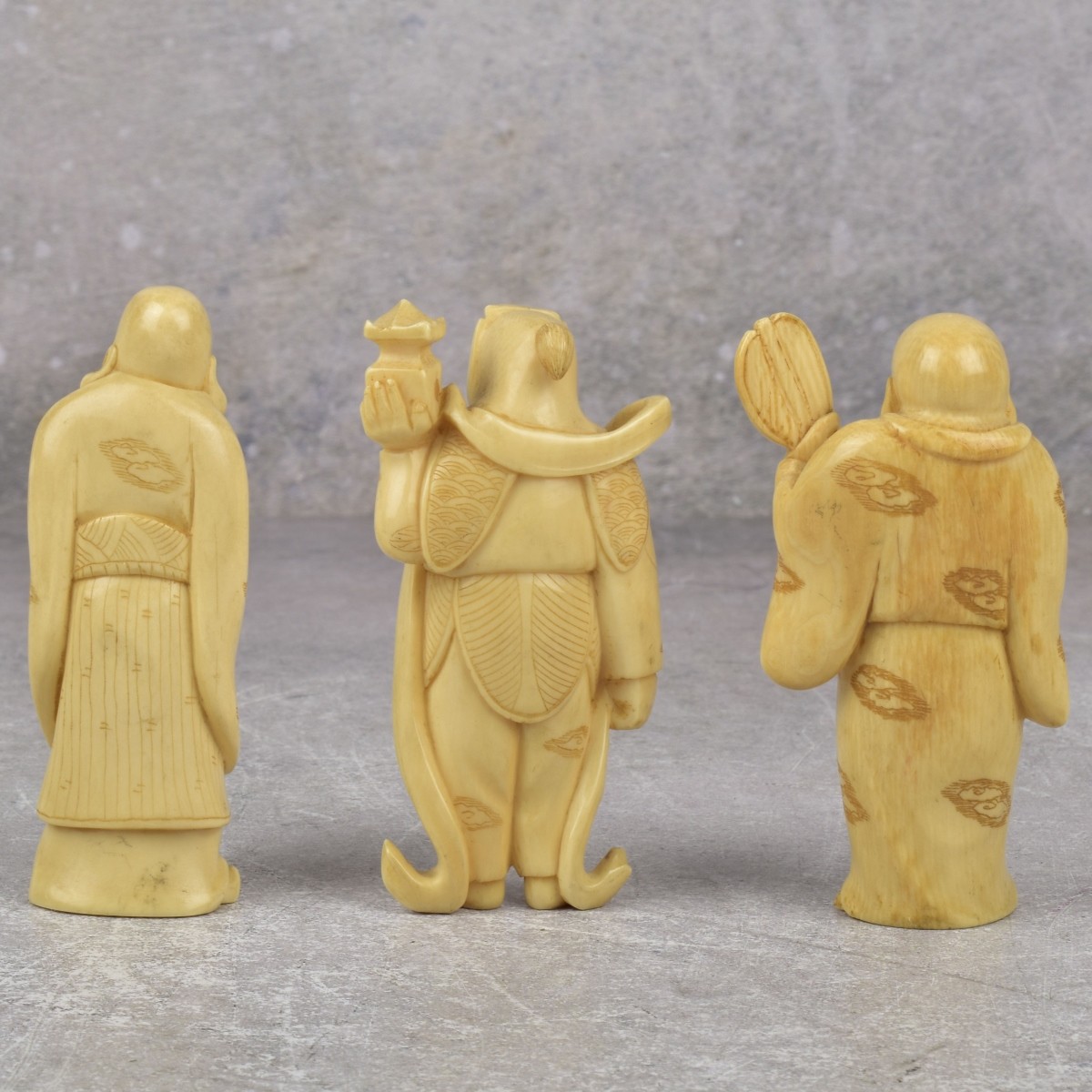 Antique Chinese Polychromed Carvings of Wise Men