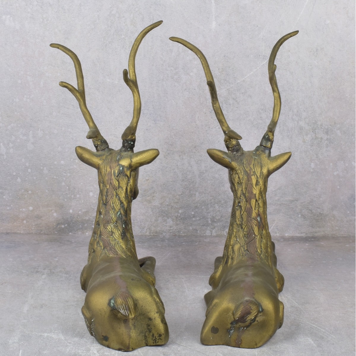 Pair of Vintage Cast Brass Deer Figures