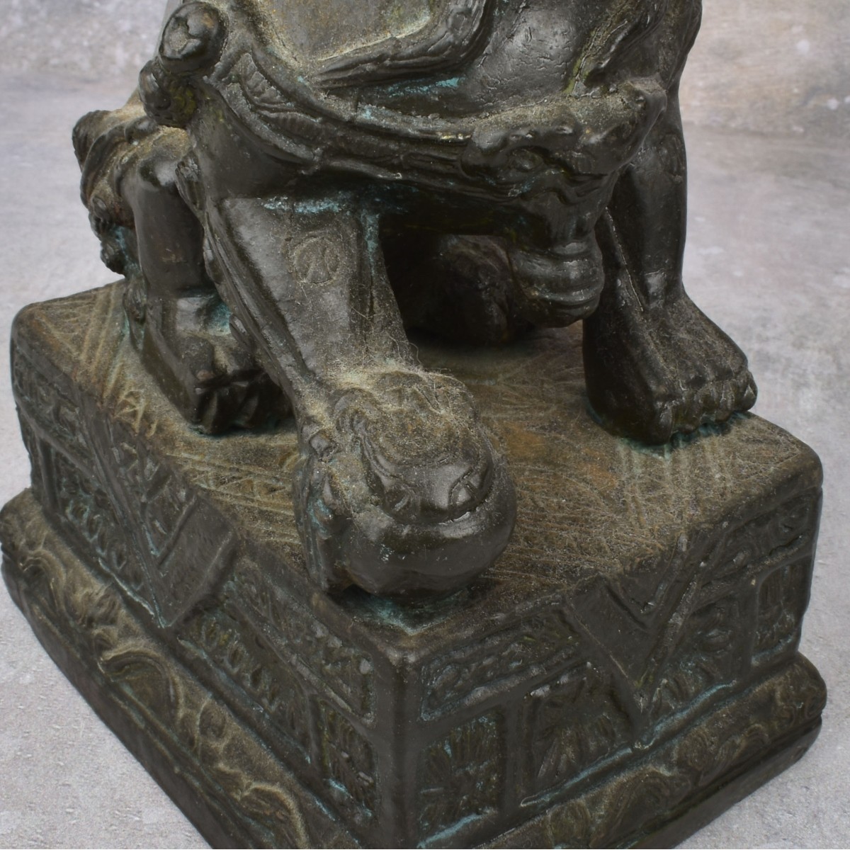 Pair of Vintage Chinese Bronze Foo Dogs