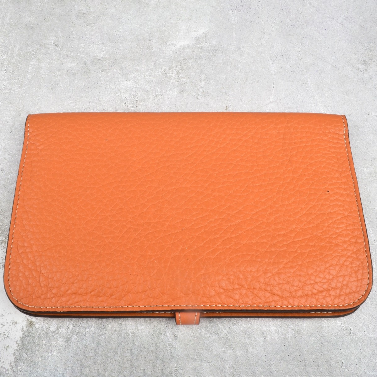 Replica Hermes Orange Leather Dogon Wallet