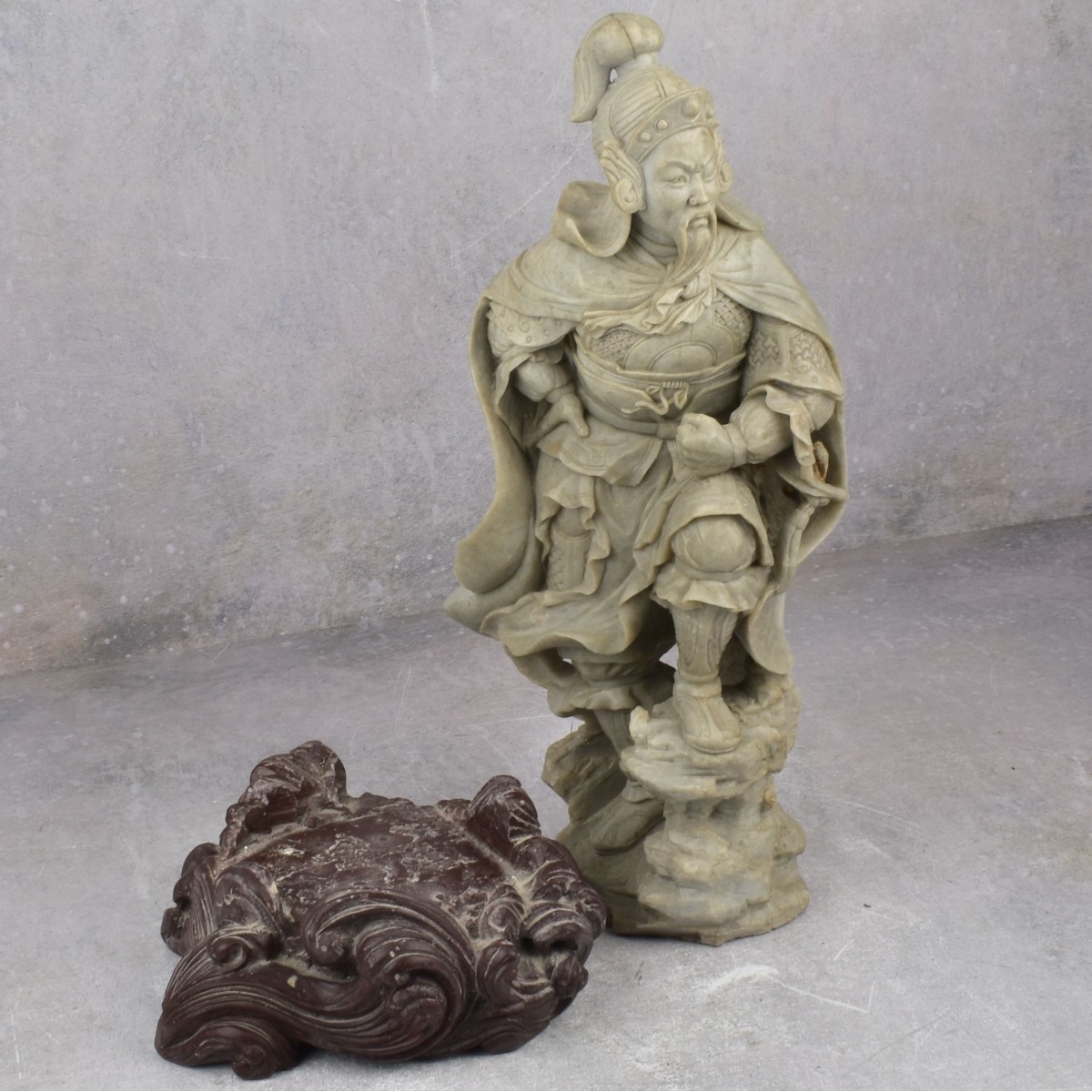 Vintage Carved Soapstone Warrior Figure