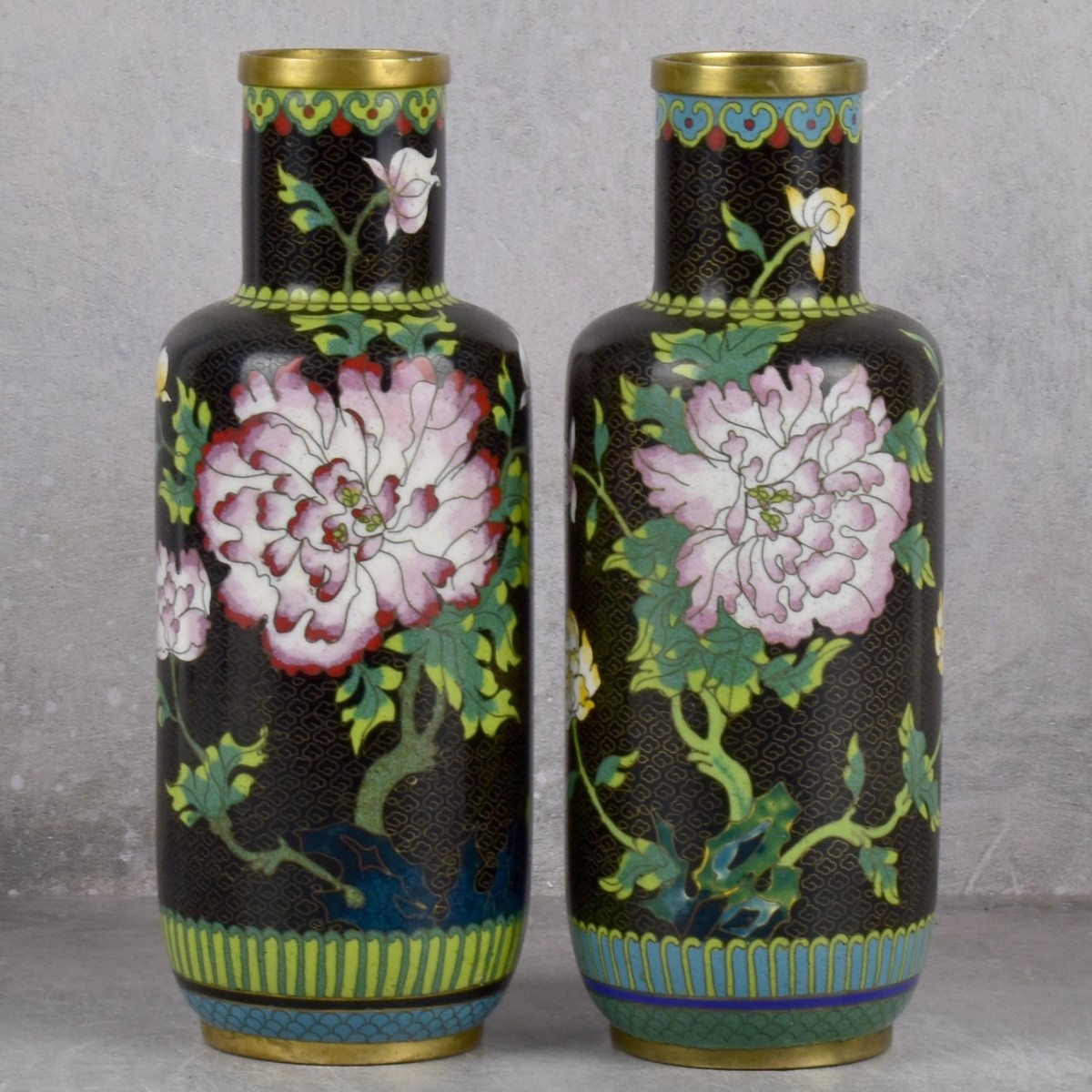 Pair of Chinese Cloisonne Vases