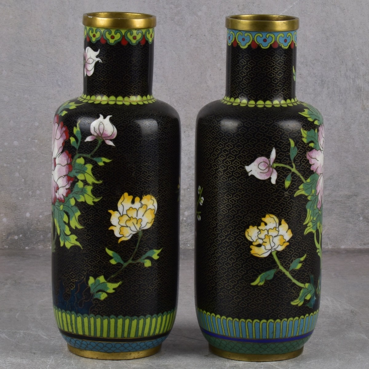 Pair of Chinese Cloisonne Vases