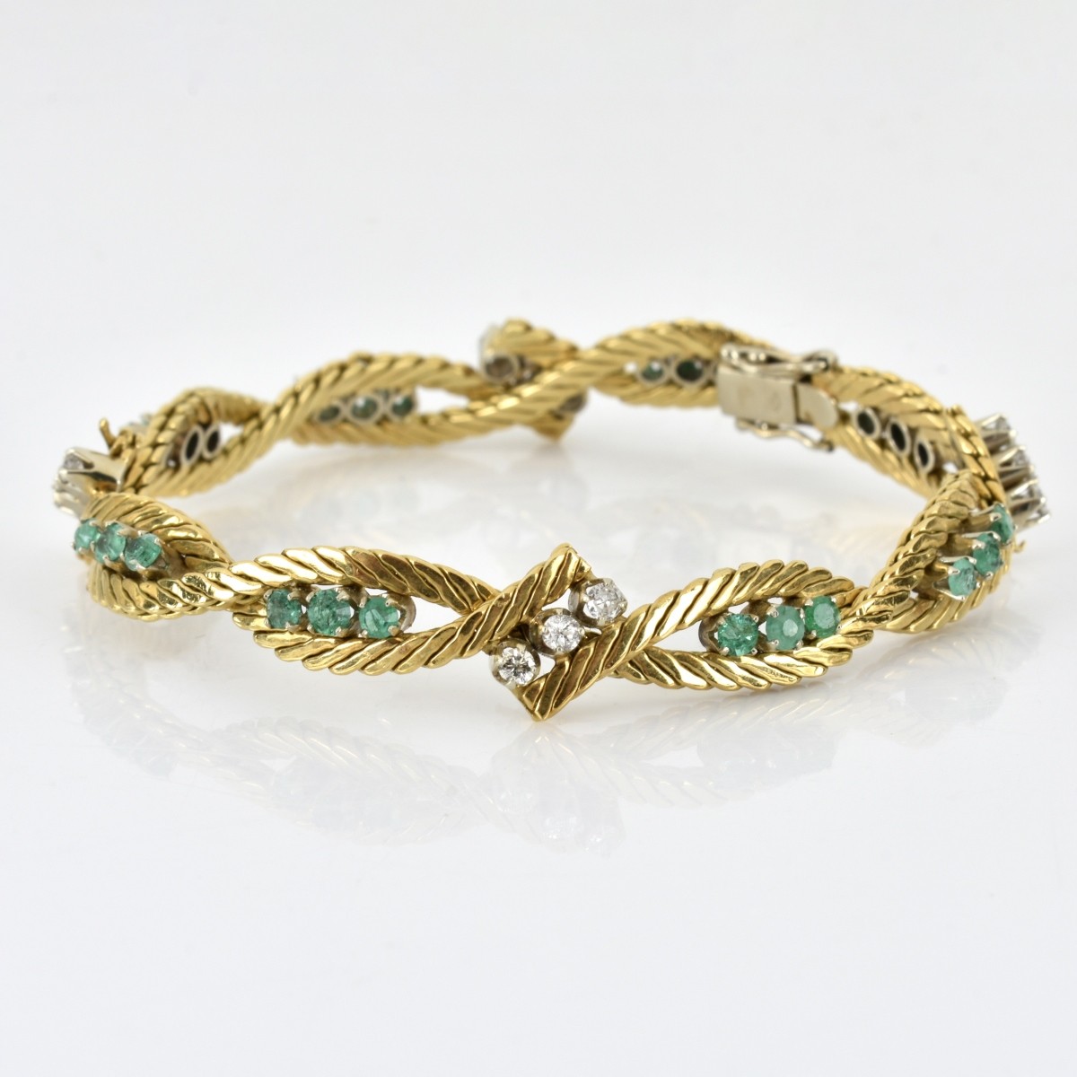 Diamond, Emerald and 18K Bracelet
