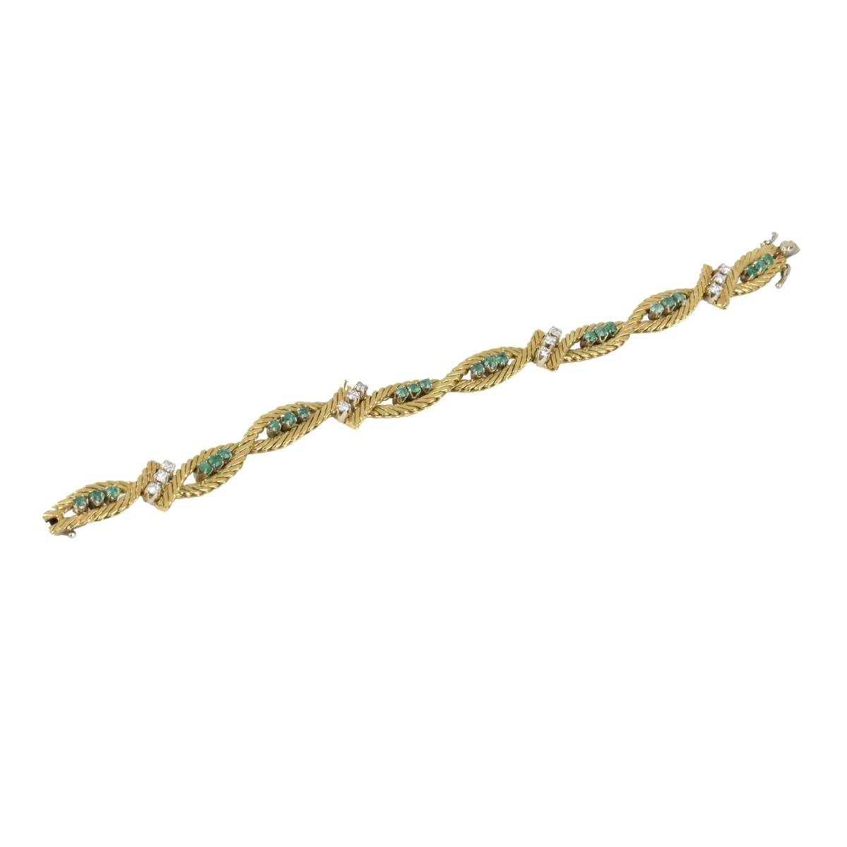 Diamond, Emerald and 18K Bracelet