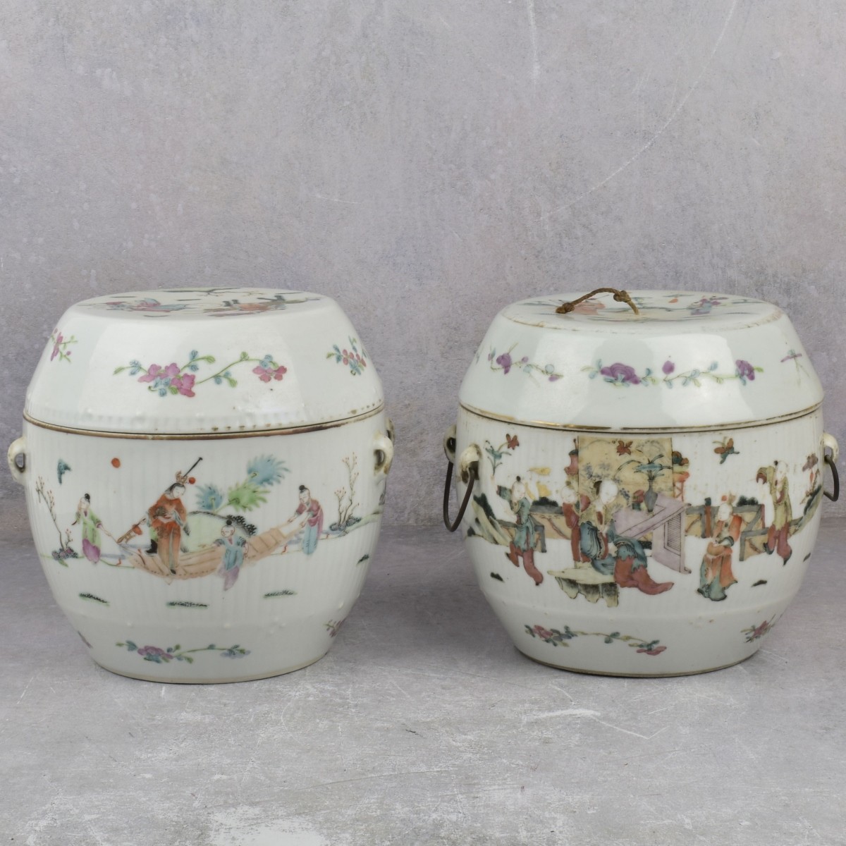 Antique Chinese Famille Rose Porcelain Food Pots