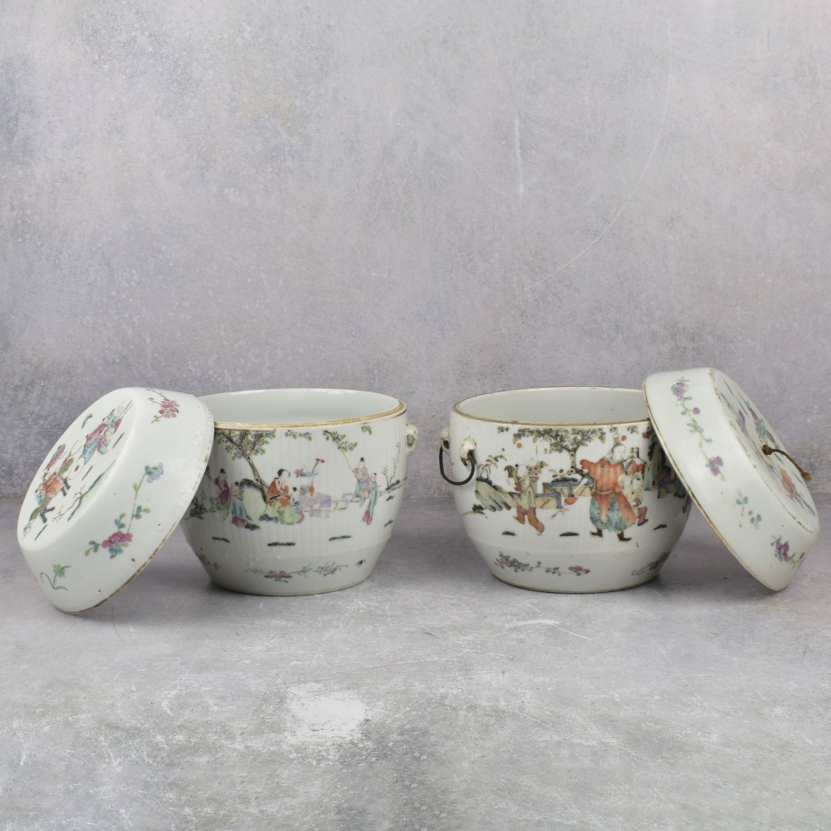 Antique Chinese Famille Rose Porcelain Food Pots