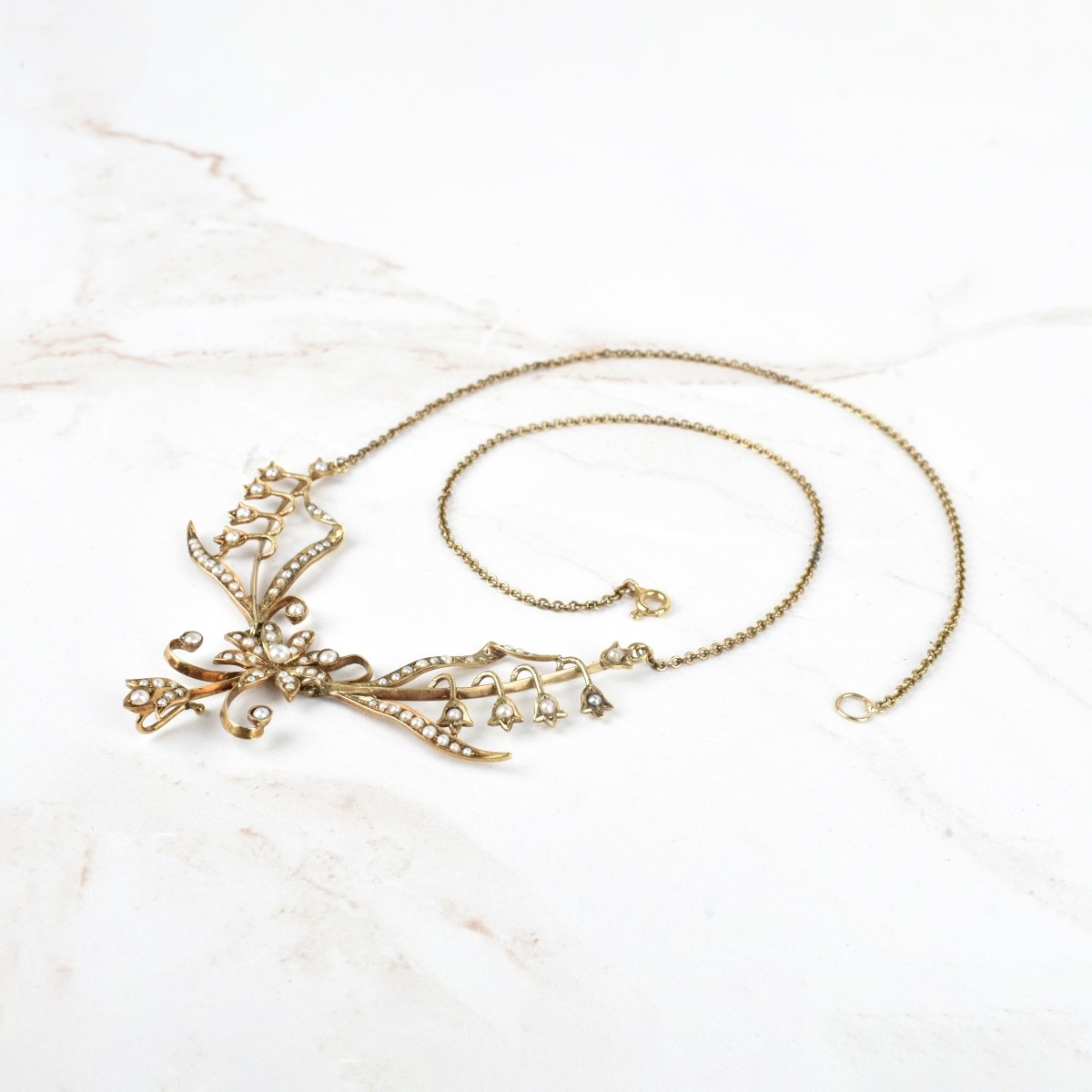 Antique Pearl and 14K Necklace
