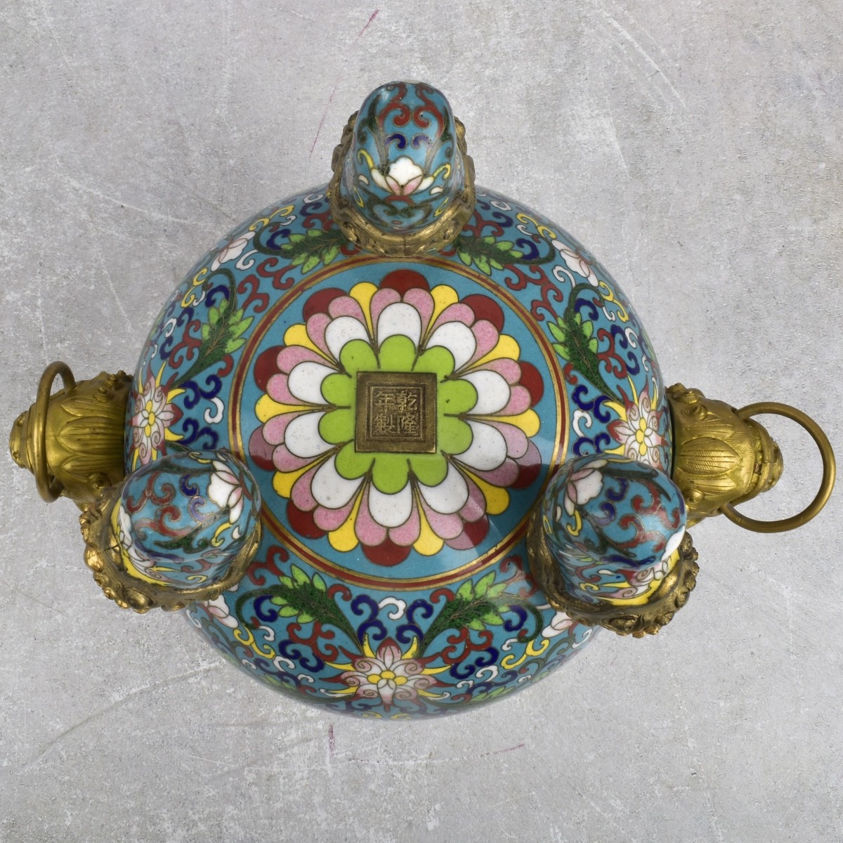 Chinese Cloisonne on Bronze Incense Burner