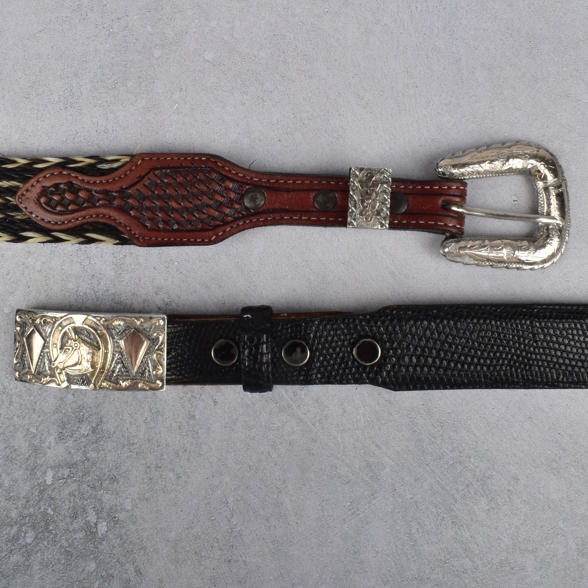 Leather Belts with Sterling Silver Buckles