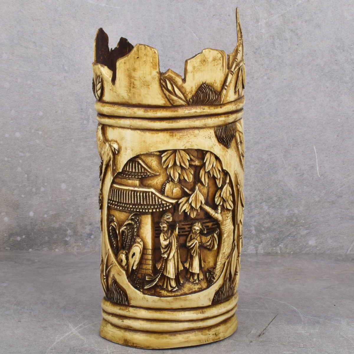 Antique Carved Chinese Tea Stained Tube