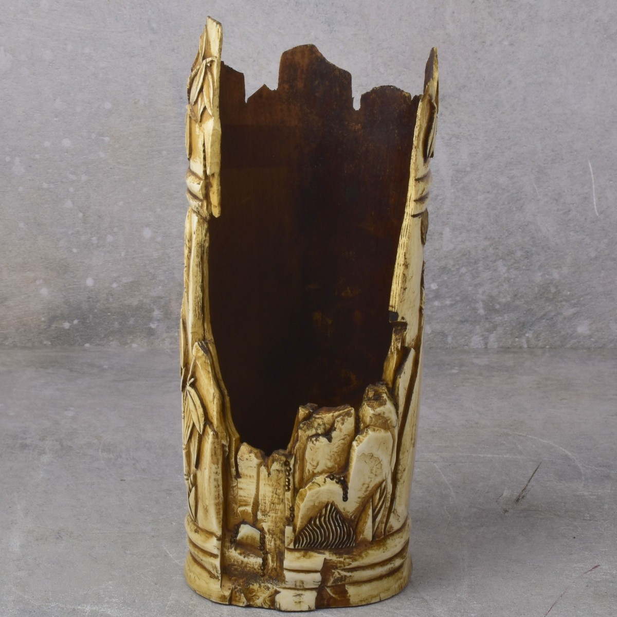 Antique Carved Chinese Tea Stained Tube