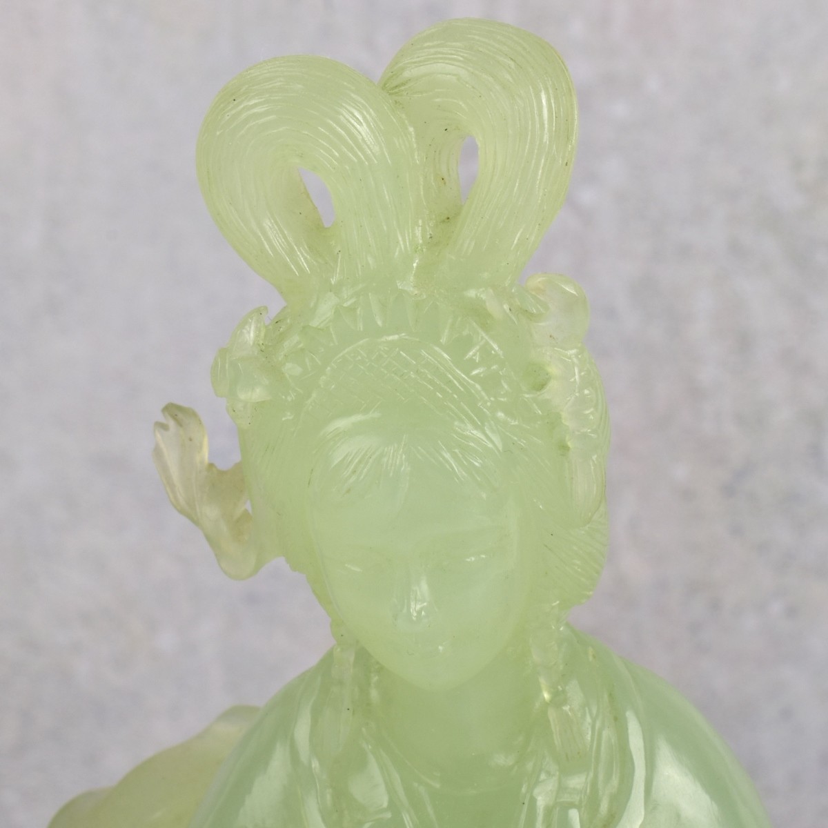 Chinese Carved Green Jade Guanyin Figure
