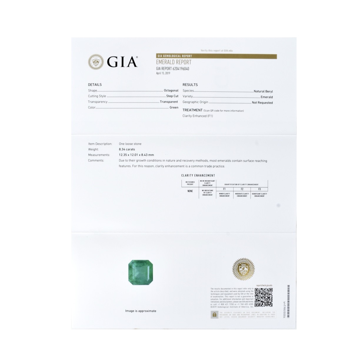 GIA 8.34ct Colombian Emerald