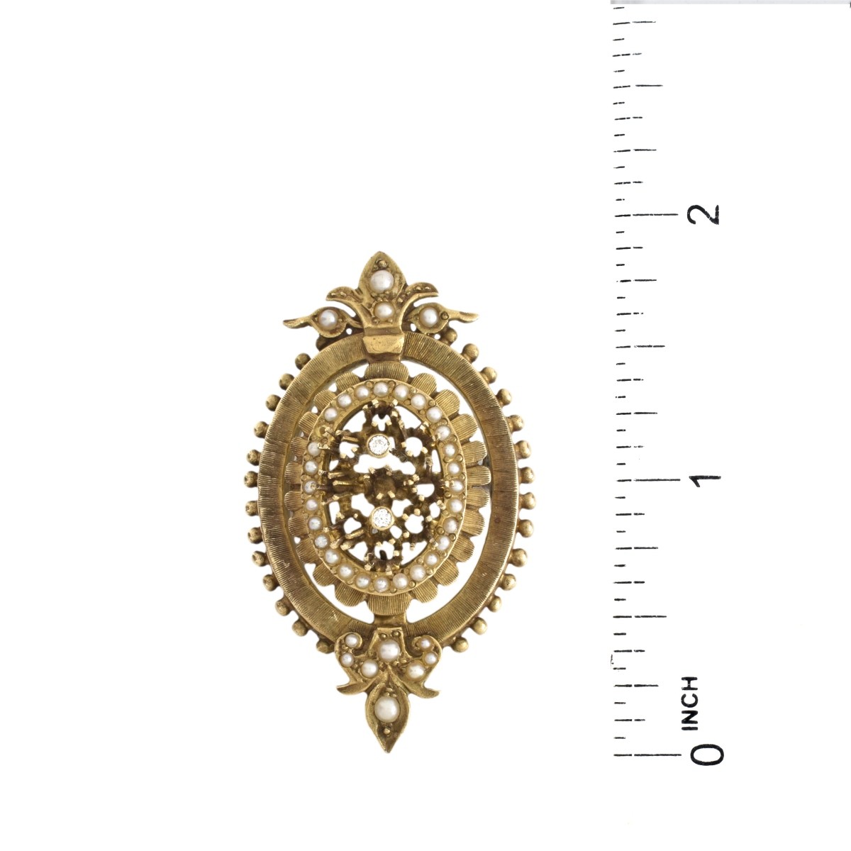 Pearl, Diamond and 14K Brooch