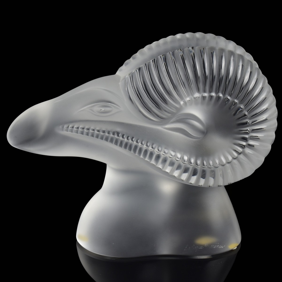 Lalique France Crystal Rams Head Figurine