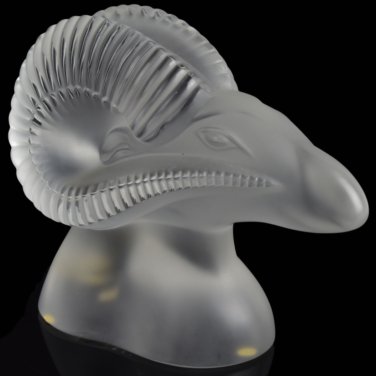 Lalique France Crystal Rams Head Figurine