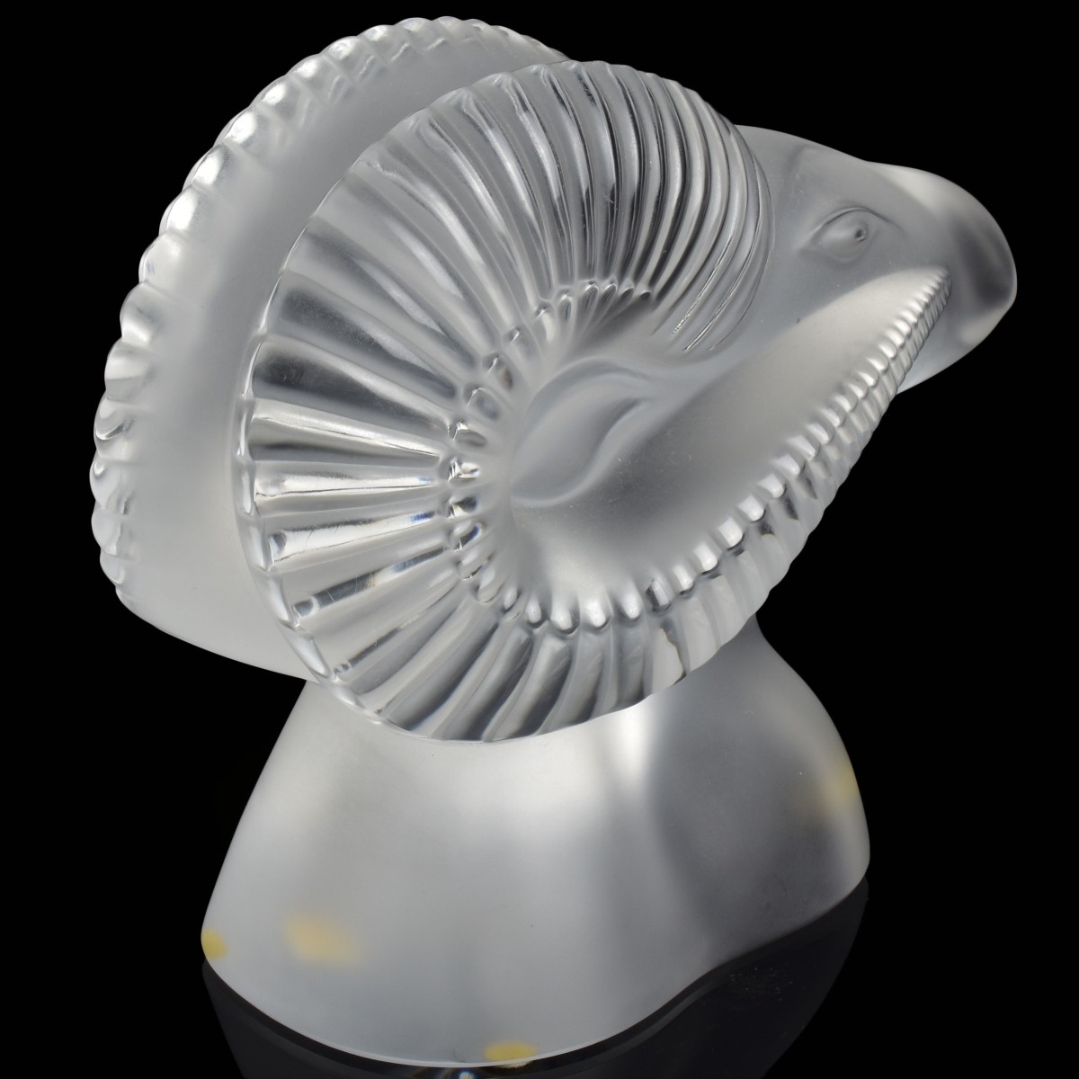 Lalique France Crystal Rams Head Figurine