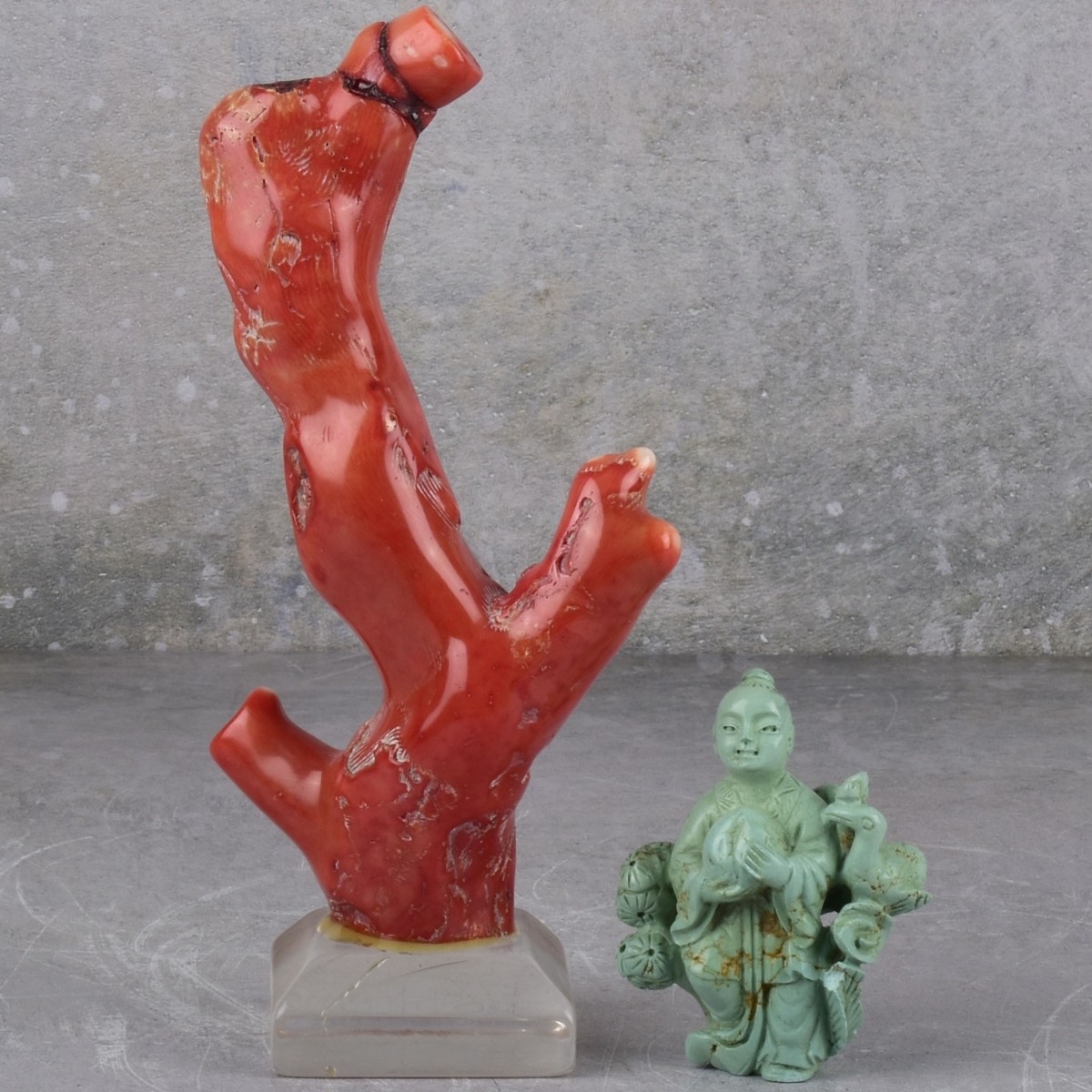 Antique Carved Jade and Tourquise Sculptures
