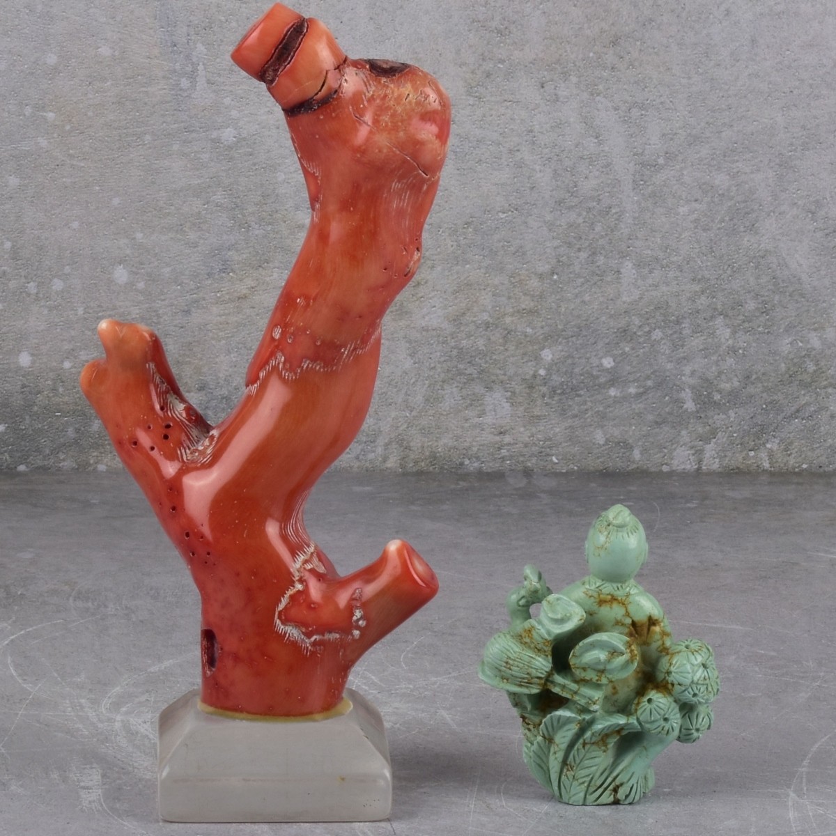 Antique Carved Jade and Tourquise Sculptures