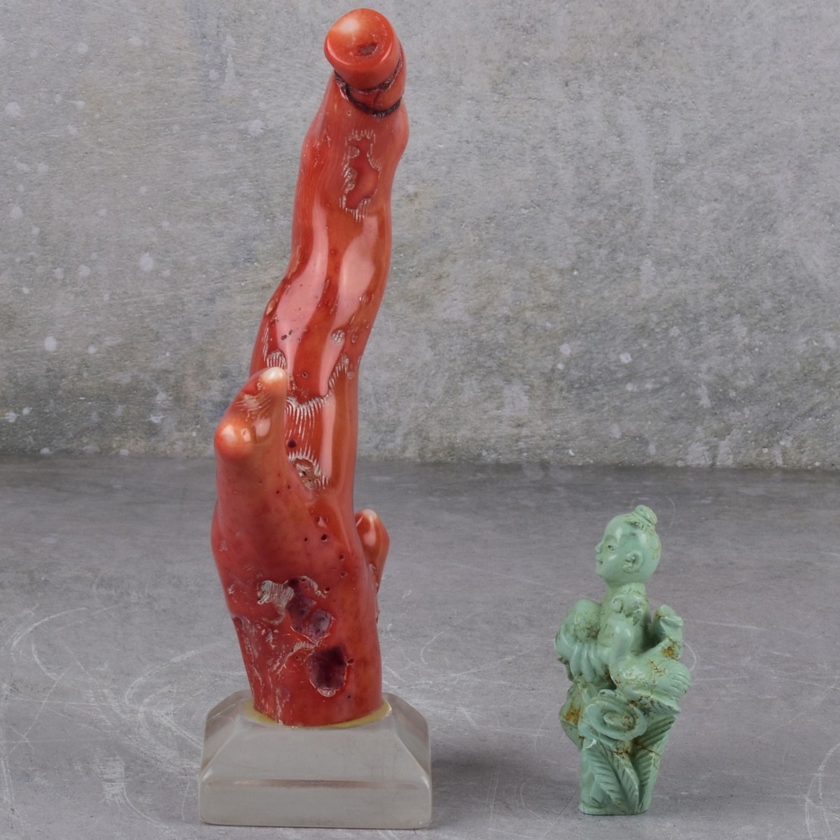 Antique Carved Jade and Tourquise Sculptures