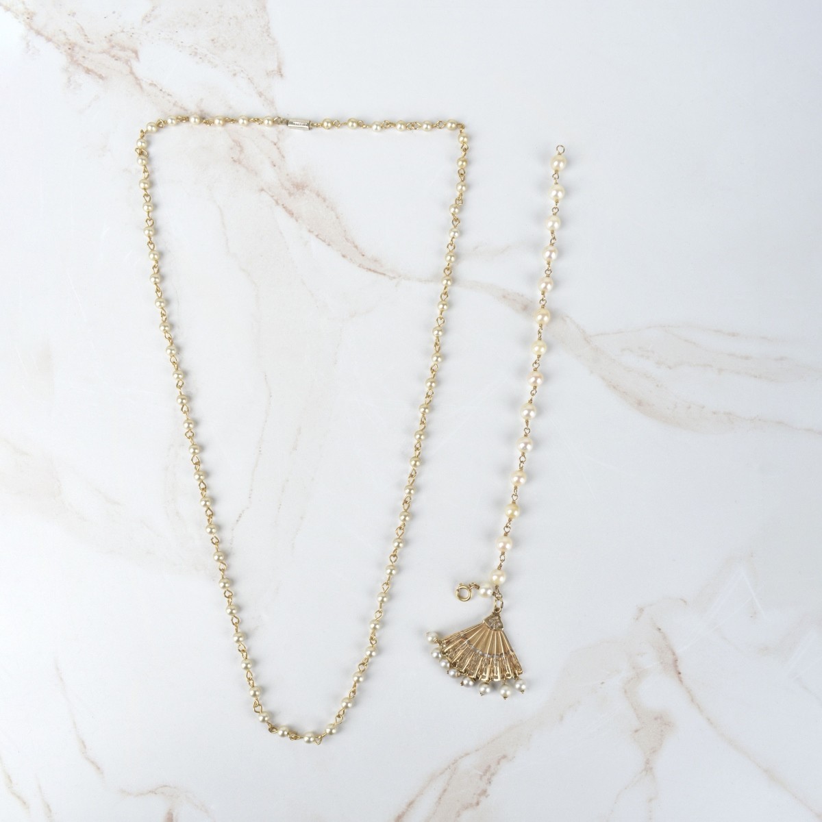 Pearl and 14K Necklace and Bracelet