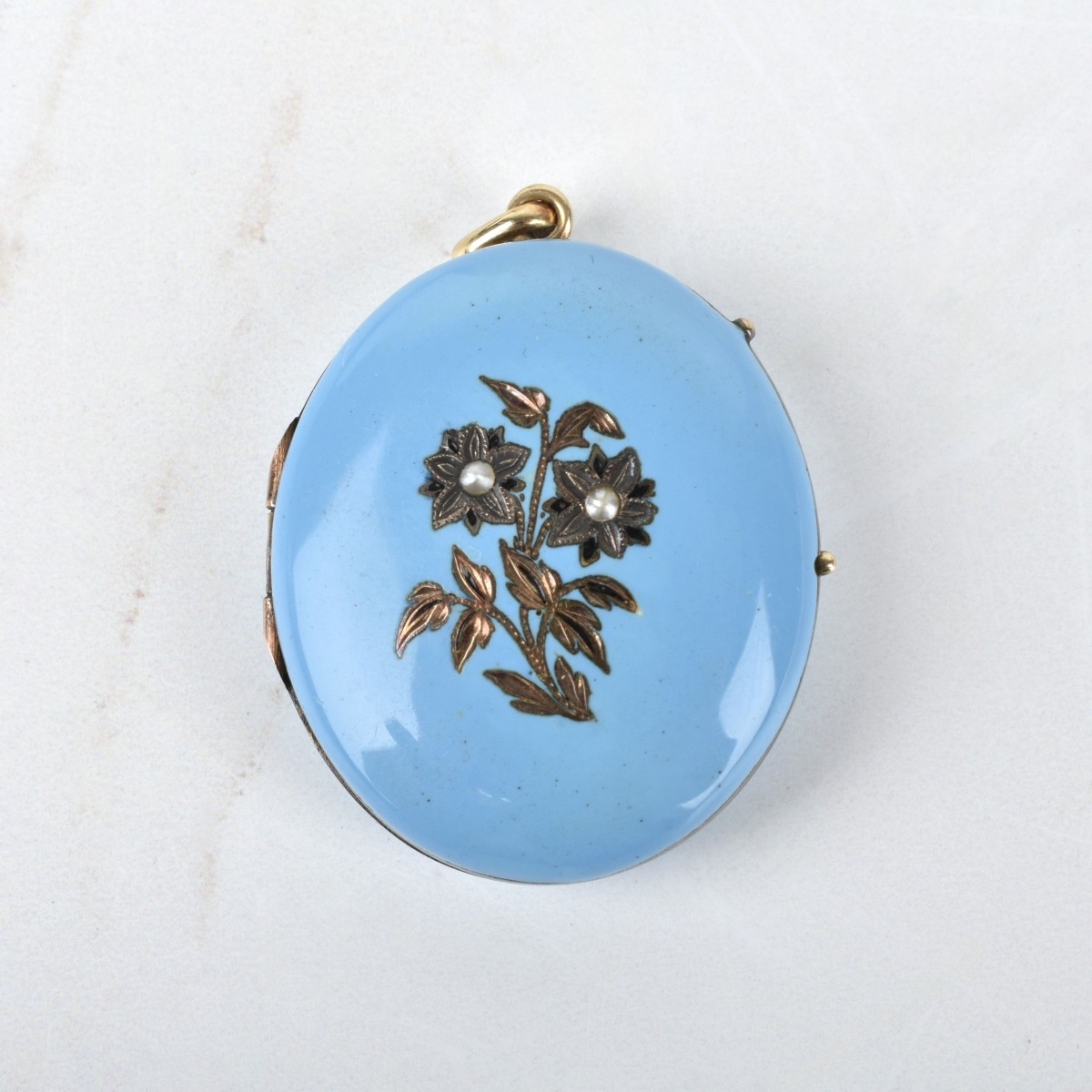 Enamel and 14K Photo Locket