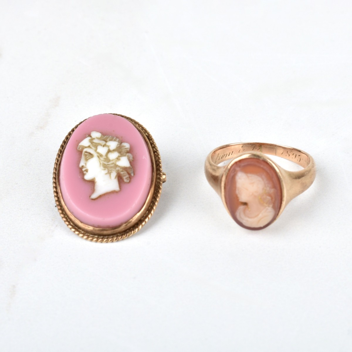 Agate and 14K Pin and Ring