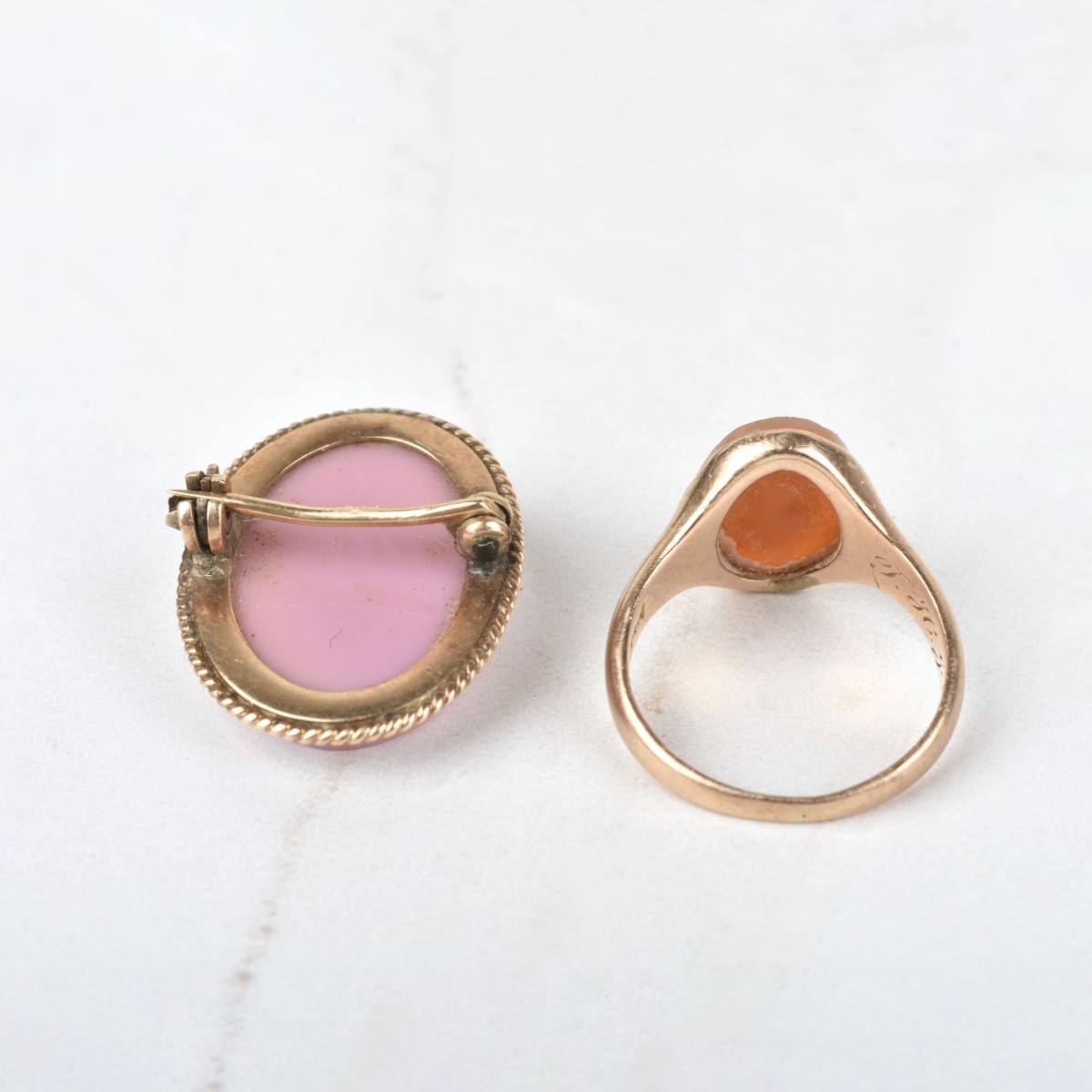 Agate and 14K Pin and Ring