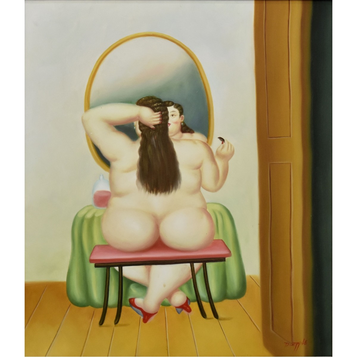 D. Zepple Oil on Canvas in Style of Botero