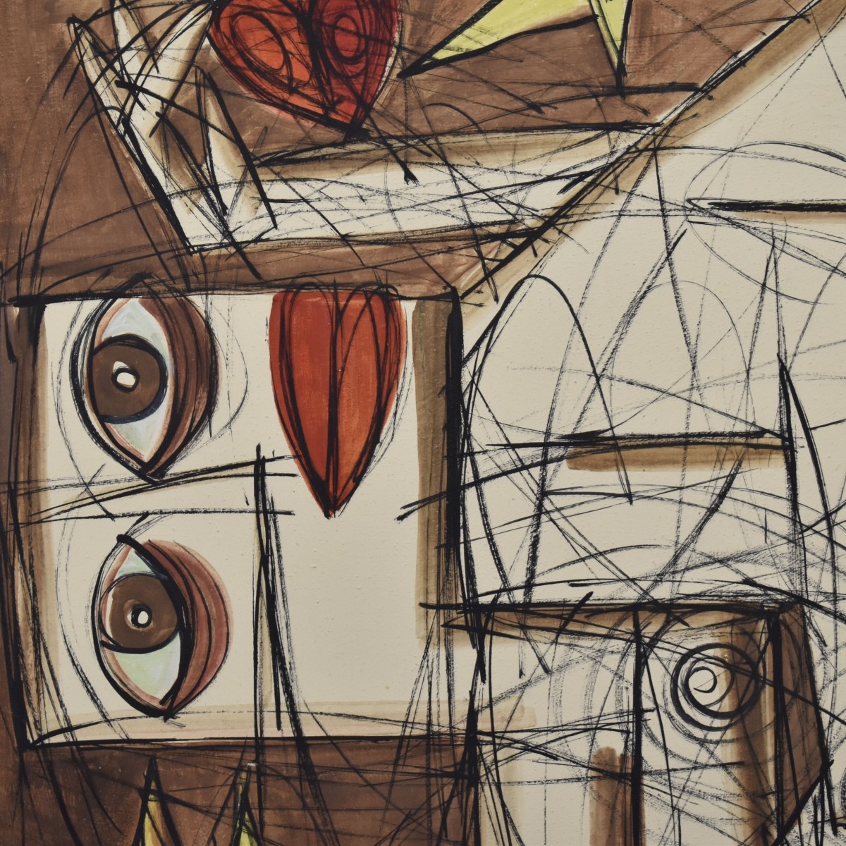 Abstract Figural Oil on Canvas Painting