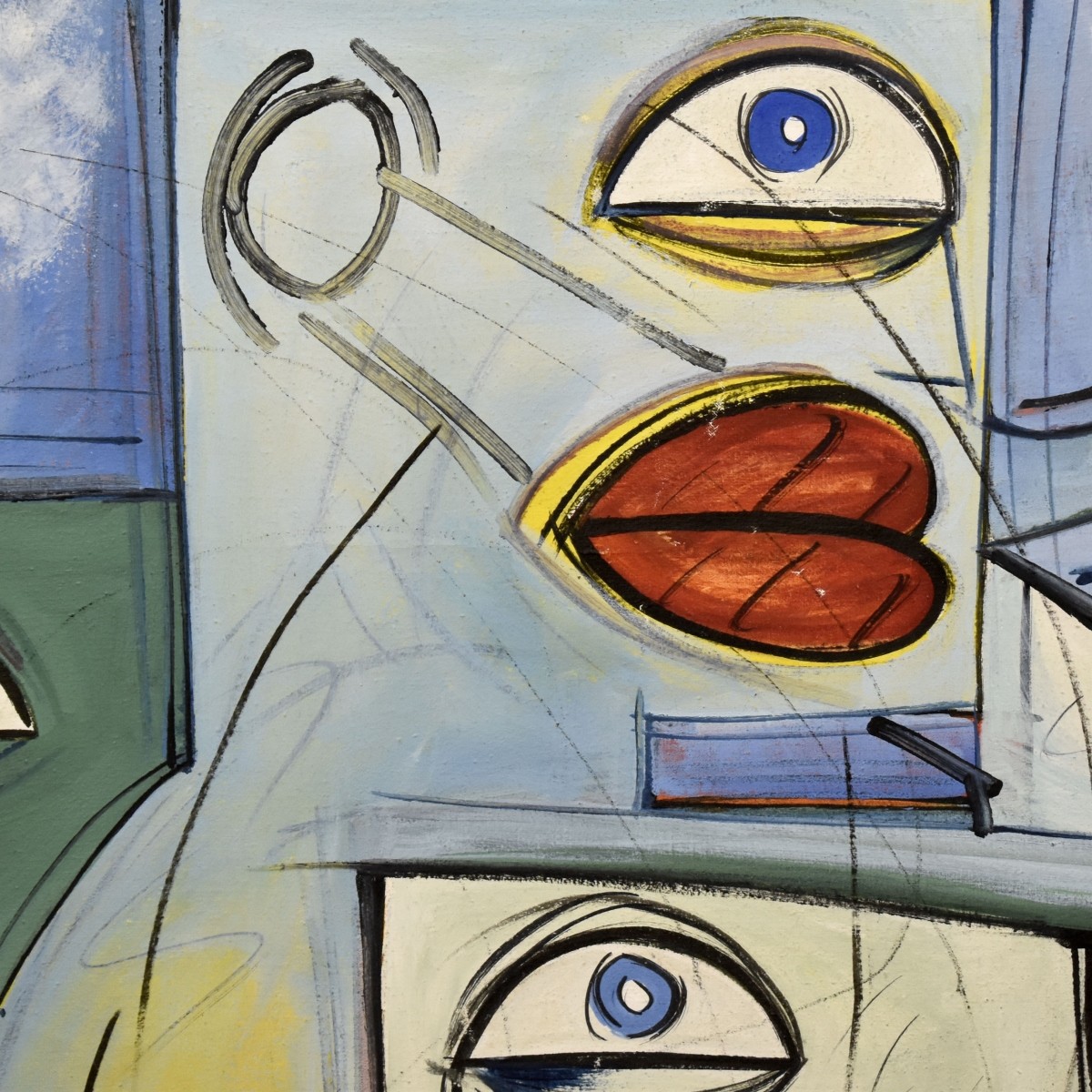 Abstract Figural Oil on Canvas Painting