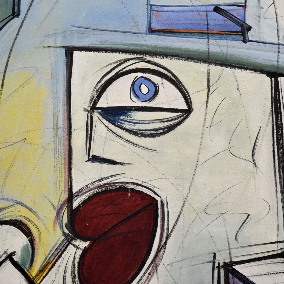 Abstract Figural Oil on Canvas Painting