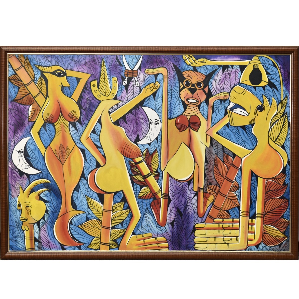 Abstract Figural Oil on Canvas Painting