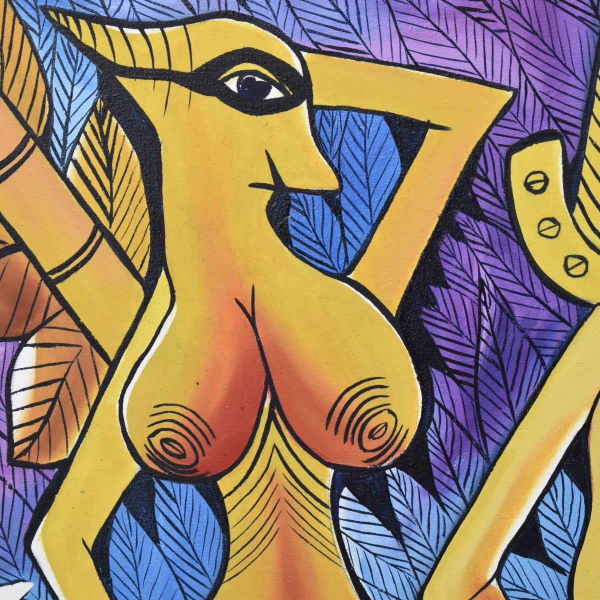 Abstract Figural Oil on Canvas Painting