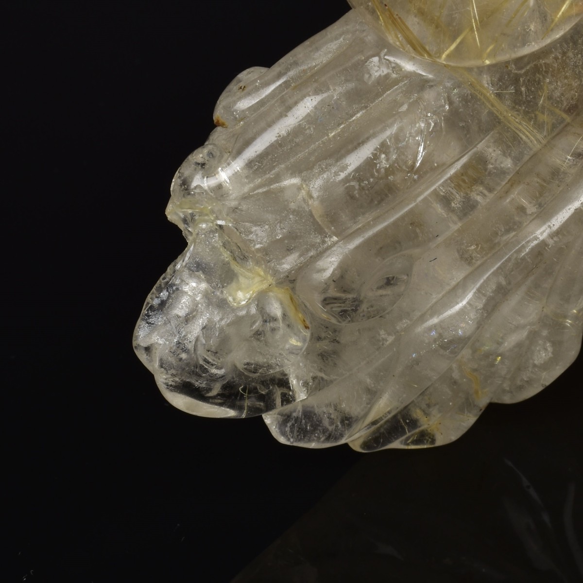 Large Antique Carved Rock Crystal Snuff Bottle
