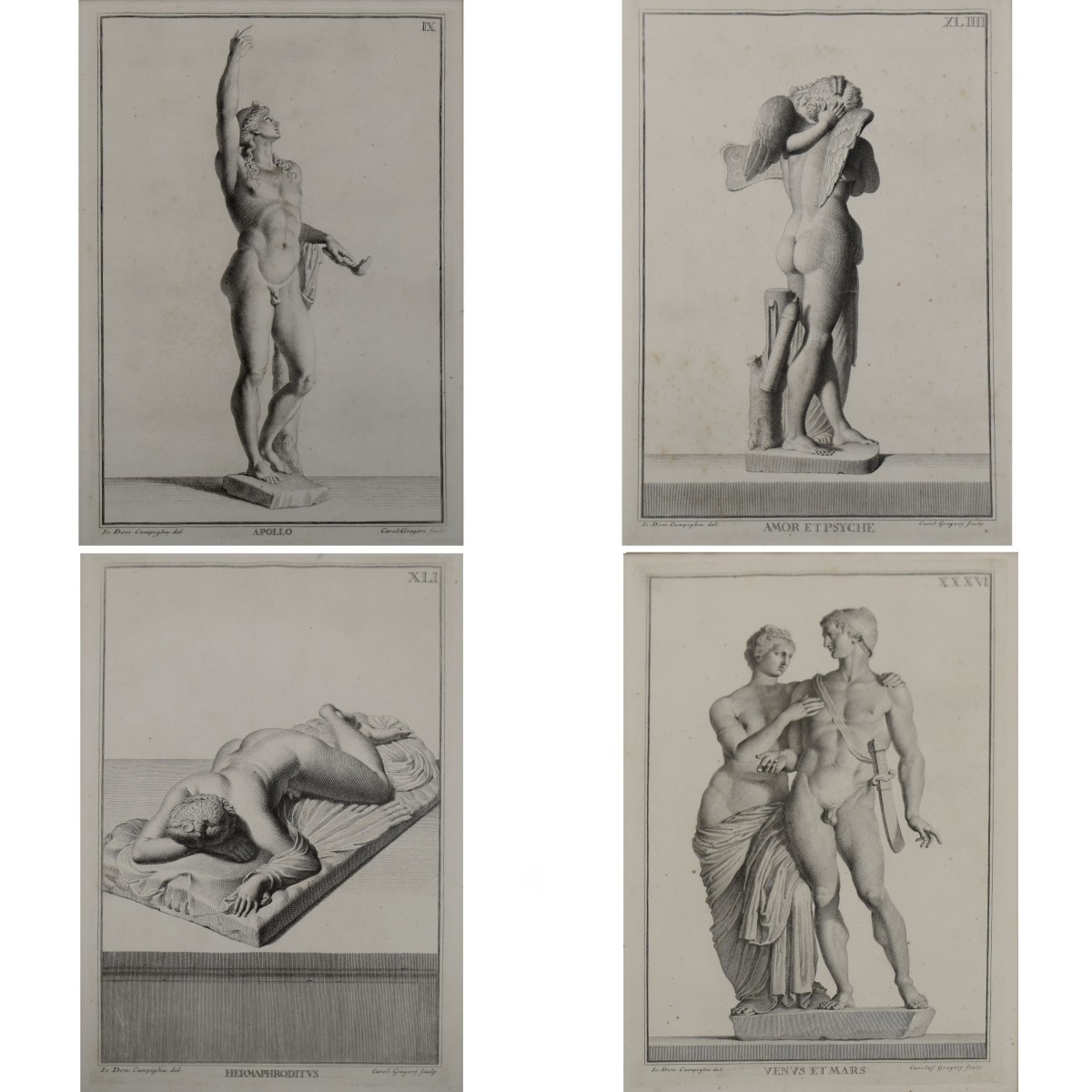 Group of Antique Greek/Roman Etchings