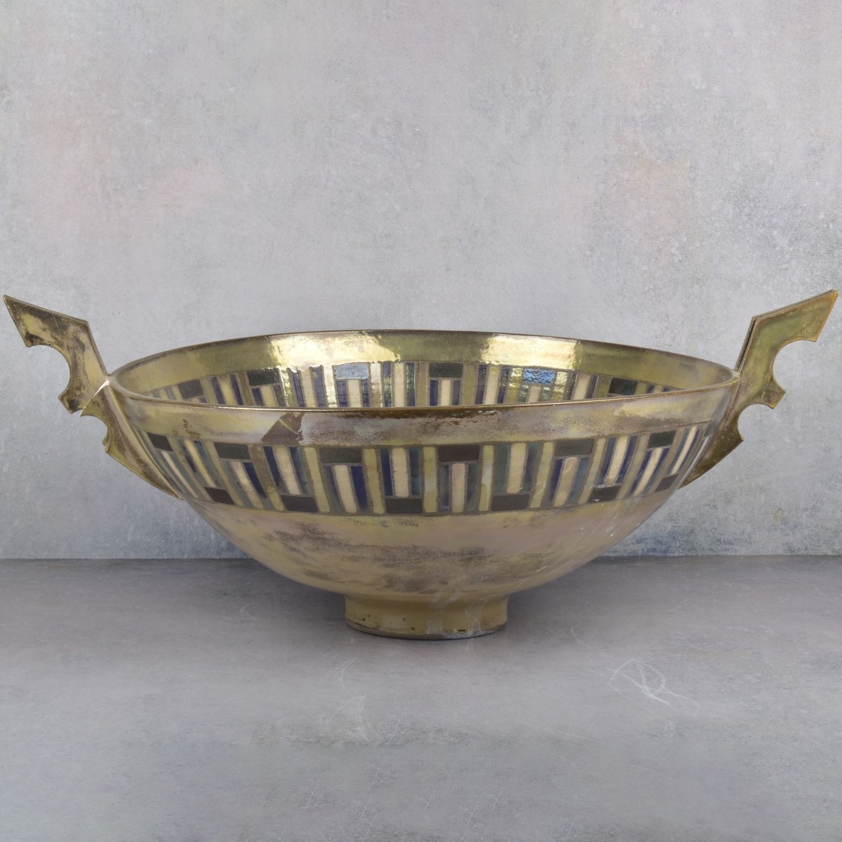 Large Art Deco Style Pottery Bowl
